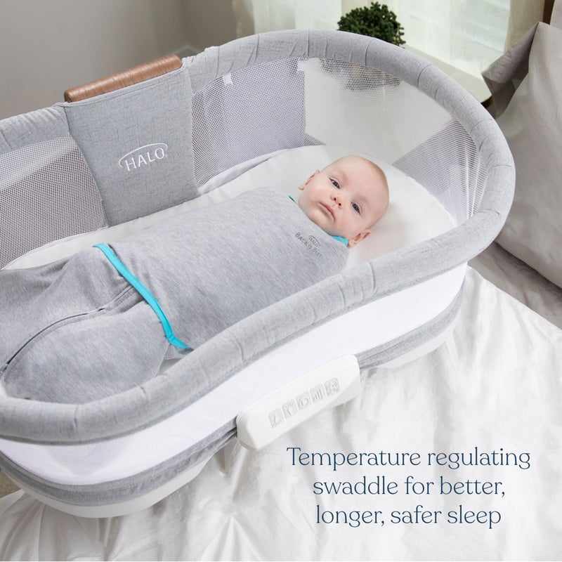 HALO Baby Sleepsack Swaddle Wearable Blanket, 3-Way Adjustable Infant Sleepsack, TOG 1.5, Ideal Temp, Heather Grey/Aqua, Newborn, 0-3 Months, 6-12 Pounds - Image 2